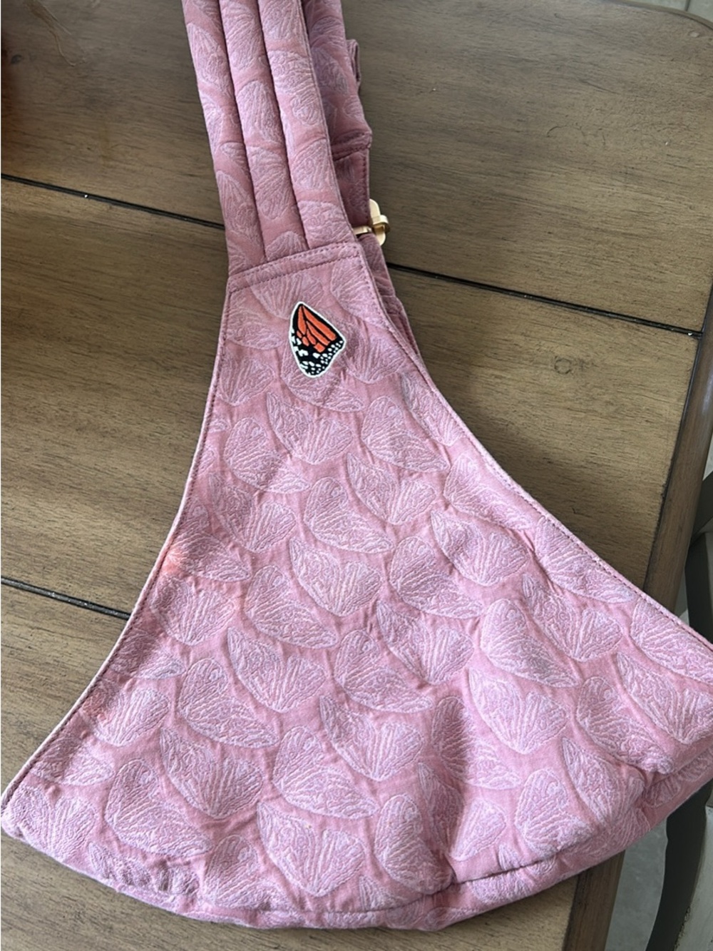 Pink Quilted Kids Sling Bag with Butterfly Patch